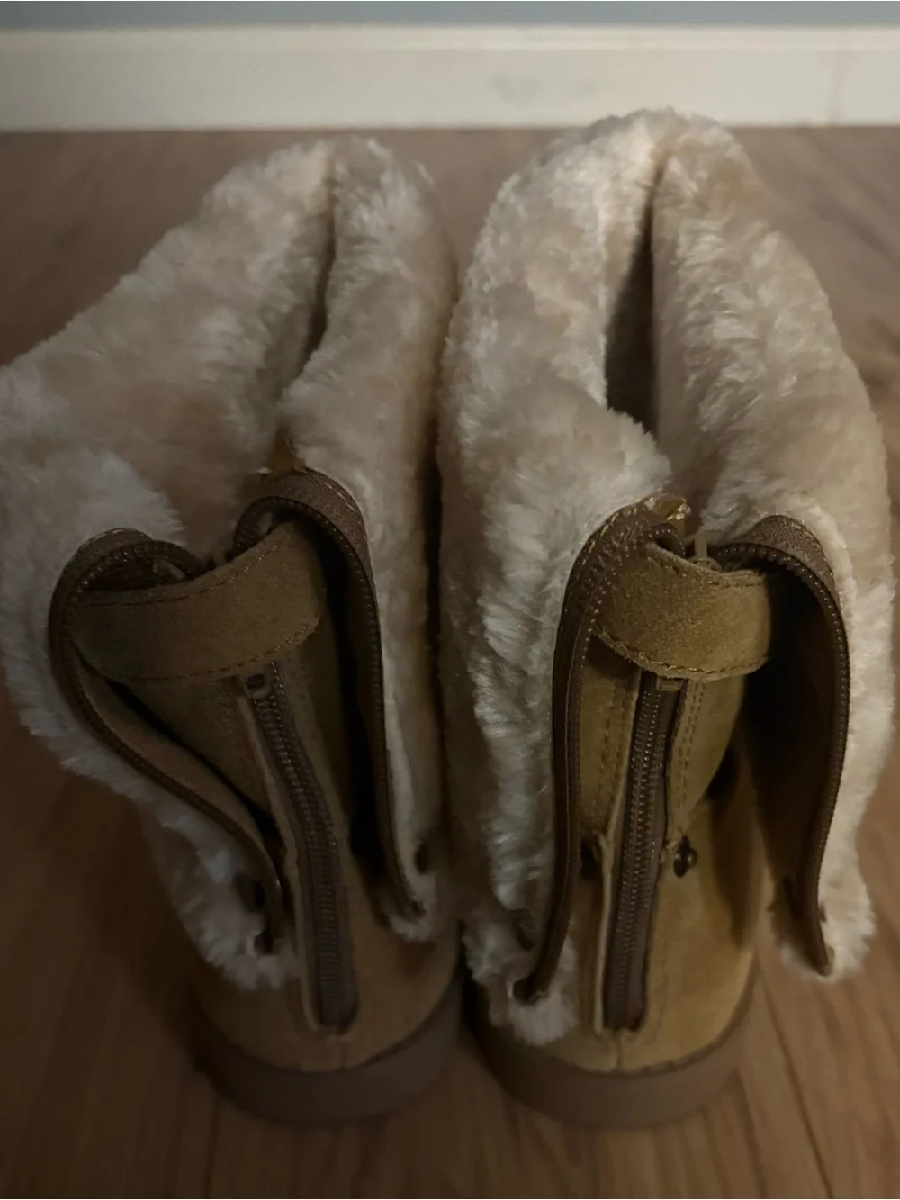 Target Women's Tan Suede Shearling Cuff Ankle Boots
